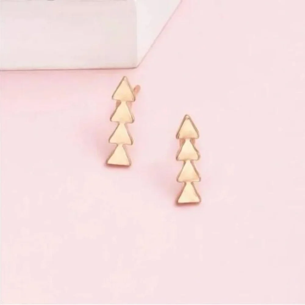 Gold Arrow Stud Earrings - Picture 2 of 2
